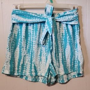Small Blue White Shorts with Front‎ Tie - Pull On - Tiche